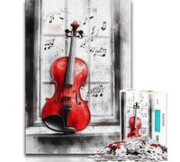 Puzzles Violon Rouge pour Adultes et Adolescents, Aidez Le Cerveau à Exercer des Jouets Addictifs pour Cultiver la Patience Adaptés aux Couples (38x26cm)