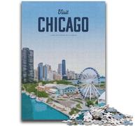 Puzzles Visit Chicago 1000 pièces pour Adolescents, Cadeau d'anniversaire pour Tuer Le Temps, Cadeaux, décoration Murale pour 14 Ans et Plus (2000 pièces, 70x100cm)