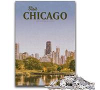 Puzzles Visit Chicago 1000 pièces pour Adultes, Cadeaux d'anniversaire, décoration Murale pour 14 Ans et Plus (50x75cm)