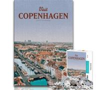 Puzzles Visit Copenhagen pour Adultes, Jeu Stimulant et Jeu Familial avec des pièces entièrement emboîtables de Formes aléatoires 50x75cm