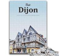 Puzzles Visit Dijon pour Adultes 1000 pièces, activité familiale avec Affiche et fiche de Questions-réponses pour Les 14 Ans et Plus 1000 pièces (26x38cm)