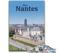 Puzzles Visit Nantes pour Adolescents 1000 pièces, activité familiale avec Affiche et fiche de Questions pour Les 14 Ans et Plus 1000 pièces (26x38cm)