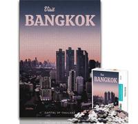 Puzzles Visitez Bangkok pour Adultes 1000 pièces, Jouets éducatifs et éducatifs, Jeux familiaux avec Affiche et fiche de Questions-réponses Assorties 38x26cm