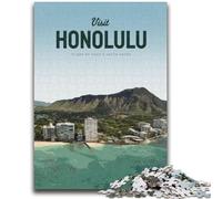 Puzzles Visitez Honolulu pour Adultes, Art intéressant, réduction du Stress, liste de souhaits avec Le Père Noël pour Les 14 Ans, 1000 pièces (26x38cm)