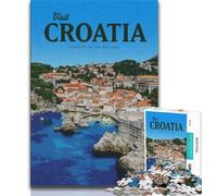 Puzzles Visitez la Croatie pour Adultes 1000 pièces, Staycation Kill Time Chaque pièce est Unique - Jeu Familial Stimulant et Amusant 38x26cm