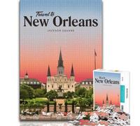 Puzzles Visitez la Nouvelle-Orléans 1000 pièces pour Adultes et Adolescents, séjournez pour Tuer Le Temps avec des pièces entièrement emboîtables de Formes aléatoires 75x50cm