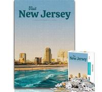 Puzzles Visitez Le New Jersey pour Adolescents 1000 pièces, Jeu éducatif, Jouet de défi, décoration Murale, Cadeaux d'anniversaire et de Noël Uniques 38x26cm