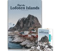 Puzzles Visitez Les îles Lofoten pour Adultes et Adolescents, Puzzles pour Tuer Le Temps avec des pièces de Formes aléatoires entièrement emboîtables 75x50cm
