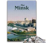 Puzzles Visitez Minsk pour Adolescents 1000 pièces, activité familiale avec Affiche et fiche de Questions pour Les 14 Ans et Plus 1000 pièces (26x38cm)