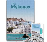 Puzzles Visitez Mykonos 1000 pièces pour Adultes et Adolescents, Jeu Stimulant et Jeu Familial idéal comme Cadeau pour Toute la Famille 50x75cm