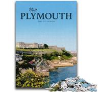 Puzzles Visitez Plymouth pour Adultes 1000 pièces, Anti-Stress, séjour de Vacances, tuez Le Temps avec Affiche et fiche de Questions Assorties 1000 pièces (50x75cm)