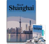 Puzzles Visitez Shanghai pour Adultes, Jeu éducatif, Jouet de défi, idéal comme Cadeau pour Toute la Famille 38x26cm