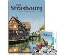 Puzzles Visitez Strasbourg pour Adultes 1000 pièces, Difficiles à compléter mais Amusants et Humoristiques, décoration d'intérieur et Cadeaux Uniques 50x75cm