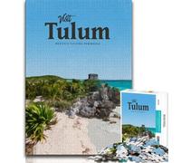 Puzzles Visitez Tulum pour Adultes 1000 pièces, pour Un Jeu éducatif, Un Jouet de défi, idéal comme Cadeau pour Toute la Famille 50x75cm
