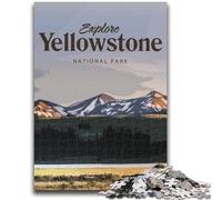 Puzzles Visitez Yellowstone pour Adolescents 1000 pièces, Cadeau d'anniversaire pour Tuer Le Temps, Cadeaux, décoration Murale pour 14 Ans et Plus (50x75cm)