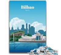 Puzzles Voyage à Bilbao pour Adultes 1000 pièces, Anti-Stress, Vacances à la Maison, avec Affiche et fiche de Questions-réponses Assorties 1000 pièces (26x38cm)