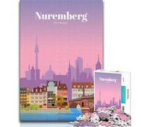 Puzzles Voyage à Nuremberg pour Adultes et Adolescents 1000 pièces, Jeu Familial Anti-Stress, défi Difficile, Superbes Cadeaux et Jouets 38x26cm