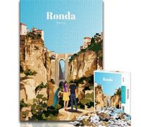 Puzzles Voyage à Ronda 1000 pièces pour Adolescents, Cadeaux, Jeu de Quiz, décoration Murale, Cadeaux d'anniversaire et de Noël Uniques 38x26cm