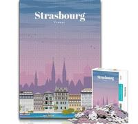 Puzzles Voyage à Strasbourg 1000 pièces pour Adolescents, Cadeaux, Jeu de Quiz, décoration Murale, Cadeaux d'anniversaire et de Noël Uniques 38x26cm