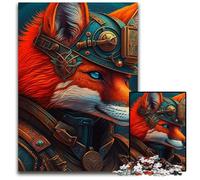 Puzzles Warrior Fox pour Adultes 1000 pièces en Bois, Parfaits pour s'amuser en Famille à Noël, Thanksgiving, Les Anniversaires et Pâques 50x75cm/19,68x29,52 Pouces