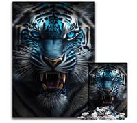 Puzzles Wild Wild Tiger Blue Eyes pour Adultes 1000 pièces Puzzles en Bois pour Adultes Parfait pour Les Adolescents et la décoration intérieure 1000 pièces (75 x 50 cm)