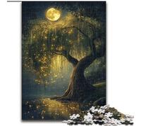 Puzzles Willow Tree Under The Moon 1000 pièces pour Adolescents, Jeux en Famille, activités à la Maison, Cadeau d'anniversaire, Cadeaux de Voyage (50x75cm)