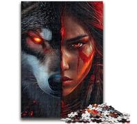Puzzles Wolf Girl 1000 pièces pour Adolescents, Aidez Le Cerveau à exercer des Jouets addictifs pour cultiver la Patience, Jeu de défi Unique (38x26cm)