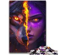 Puzzles Wolf Girl 1000 pièces pour Adolescents, Jeu Stimulant et Familial avec des pièces de Formes aléatoires entièrement emboîtables (38x52cm)
