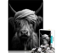 Puzzles Yak Noir et Blanc pour Adultes et Adolescents, 1000 pièces, Aide Le Cerveau à exercer des Jouets addictifs pour cultiver la Patience Une œuvre d'art (38x26cm)