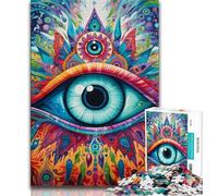 Puzzles Yeux Psychédéliques 1000 Pièces pour Adultes, Séjour Tue Le Temps, Chaque Pièce Est Unique - Jeu Familial Amusant et Défi (75x50cm)