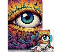Puzzles Yeux Psychédéliques pour Adolescents 1000 Puzzles, Soulagement du Stress Défi Difficile Convient pour la Décoration de Bureau (38x26cm)