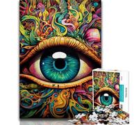 Puzzles Yeux Psychédéliques pour Adolescents, Anti-Stress Staycation Kill Time avec Affiche et Fiche de Questions Assorties (75x50cm)