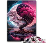 Puzzles Yin Yang Cherry Blossom Tree pour Adultes et Adolescents, 1 000 pièces, Jouets éducatifs et éducatifs, Jeux en Famille, Cadeaux pour Amis et Famille (38x26cm)