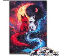 Puzzles Yin Yang Fox pour Adultes et Adolescents, 1000 pièces, Jeux éducatifs, décoration d'intérieur, Cadeau d'anniversaire, Art Mural (50x75cm)