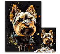 Puzzles Yorkshire Terrier 1000 pièces pour Adultes Puzzles en Bois pour Noël, Halloween, Pâques, Nouvel an 50x75cm/19,68x29,52 Pouces