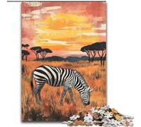 Puzzles Zèbre Africain pour Adolescents 1000 Pièces, Stimulez Votre Cerveau, Jouets Addictifs pour Cultiver la Patience, Jeu de Défi Unique (26x38cm)