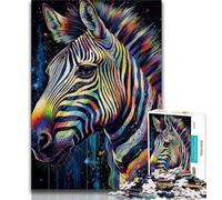 Puzzles Zèbre Colorés pour Adultes 1000 Pièces Difficiles, Jeu Familial Anti-Stress Défi Difficile Cadeaux Secrets du Père Noël (50x75cm)