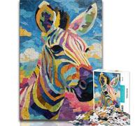 Puzzles zèbres colorés pour Adolescents, Aidez Le Cerveau à exercer des Jouets addictifs pour cultiver la Patience Une œuvre d'art 38x26cm