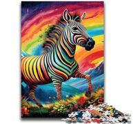 Puzzles Zèbres Colorés pour Adultes 1000 Pièces, Difficiles à Compléter, mais Amusants et Humoristiques, Décoration et Cadeaux Uniques pour la Maison (50x75cm)