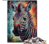 Puzzles Zèbres Colorés pour Adultes 1000 Puzzles, Anti-Stress Staycation Tue-Temps avec Affiche et Fiche de Trivia Assorties (50x75cm)
