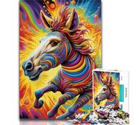 Puzzles zèbres psychédéliques pour Adolescents 1000 Puzzles, Staycation Kill Time Chaque pièce est Unique - Jeu Familial Stimulant et Amusant 50x75cm