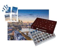 puzzleYOU : Calendrier de l'Avent | « Ambiance de soirée au-Dessus de Francfort-sur-Le-Main, Allemagne »