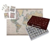 puzzleYOU : Calendrier de l'Avent | « Ancienne Carte Originale du Monde coloriée à la Main sur Projection de Mercator vers 1860 »