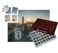 puzzleYOU : Calendrier de l'Avent | « Bâtiments Modernes en Acier et en Verre au Coucher du Soleil, Johannesburg, Afrique du Sud »