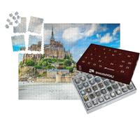 puzzleYOU : Calendrier de l'Avent | « Belle cathédrale du Mont Saint Michel sur l'île, Normandie, Nord de la France, Europe »