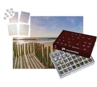 puzzleYOU : Calendrier de l'Avent | « Brise-Lames, ruines du Fort et Plage de Saint-Malo à marée Basse, Bretagne, France »