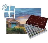 puzzleYOU : Calendrier de l'Avent | « Chapelle près de Ploumanach au Coucher du Soleil à Perros-Guirec, Côtes d'Armor, Bretagne, France »