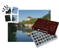 puzzleYOU : Calendrier de l'Avent | « Château de Raoul avec reflet de Fleurs et d'eau en Juin, Châteauroux, France »