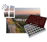 puzzleYOU : Calendrier de l'Avent | « Coucher de Soleil à la Tour Kalemegdan de Belgrade sur la rivière Sava »