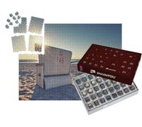 puzzleYOU : Calendrier de l'Avent | « Coucher de Soleil avec Une Chaise de Plage Blanche sur la mer Baltique »
